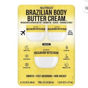 NWT Nutrius Brazilian Body Butter Cream Set, Airline Size, Vegan, Phthalate Free